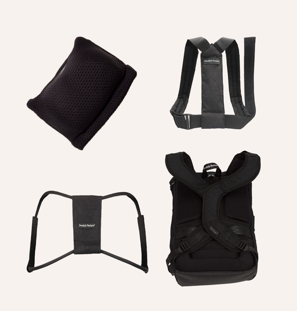 Swedish Posture B2B Wellness Smart Kit: Vertical Backpack, Trainer 3in1, Carpal Wrist Support, and Flexi Posture Strap